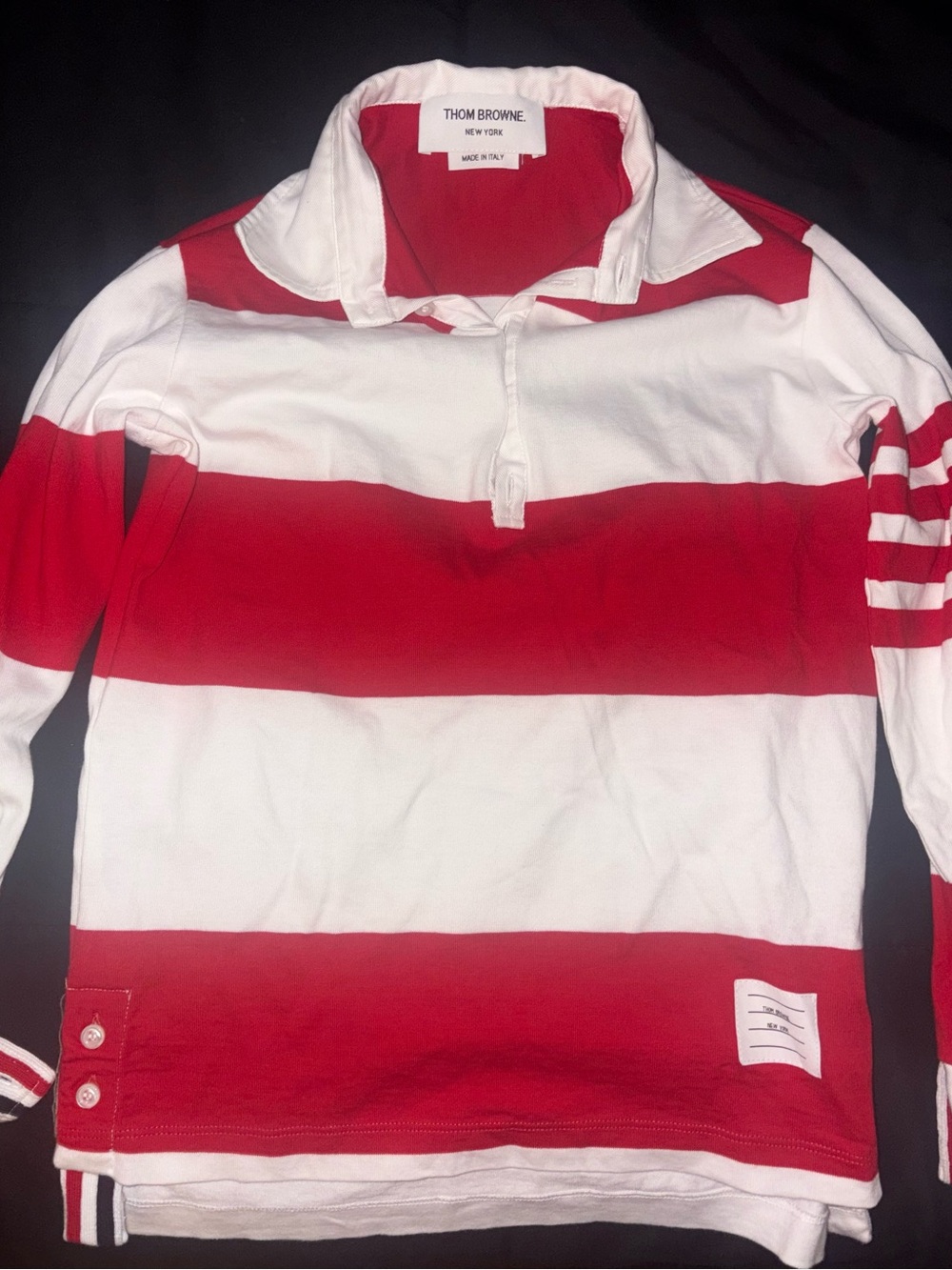 Thom Browne Kids Red and White Striped Rugby Polo